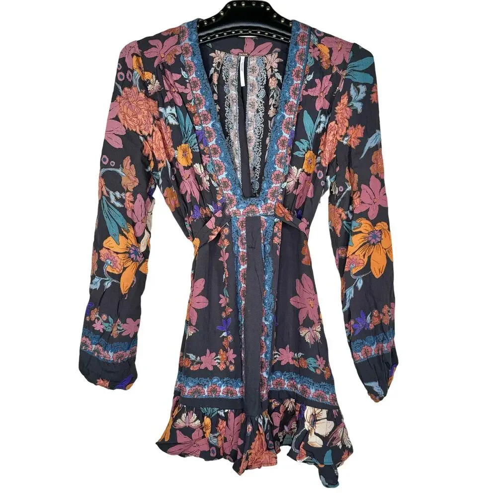 Free People Violet Hill Floral Boho Printed Tunic Dress 0